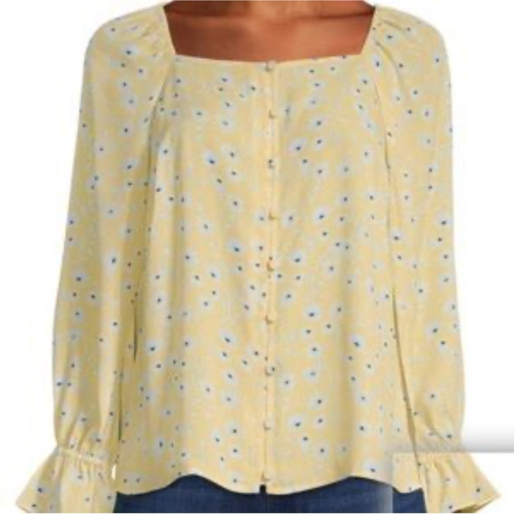 Ann Taylor Floral Yellow Women's Top